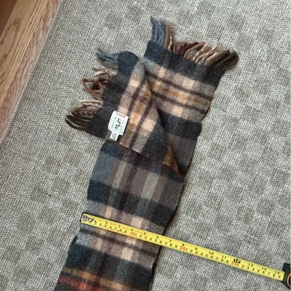 Vintage 100% Wool Plaid Scarf made in Ireland Browns and Tans - Picture 8 of 8